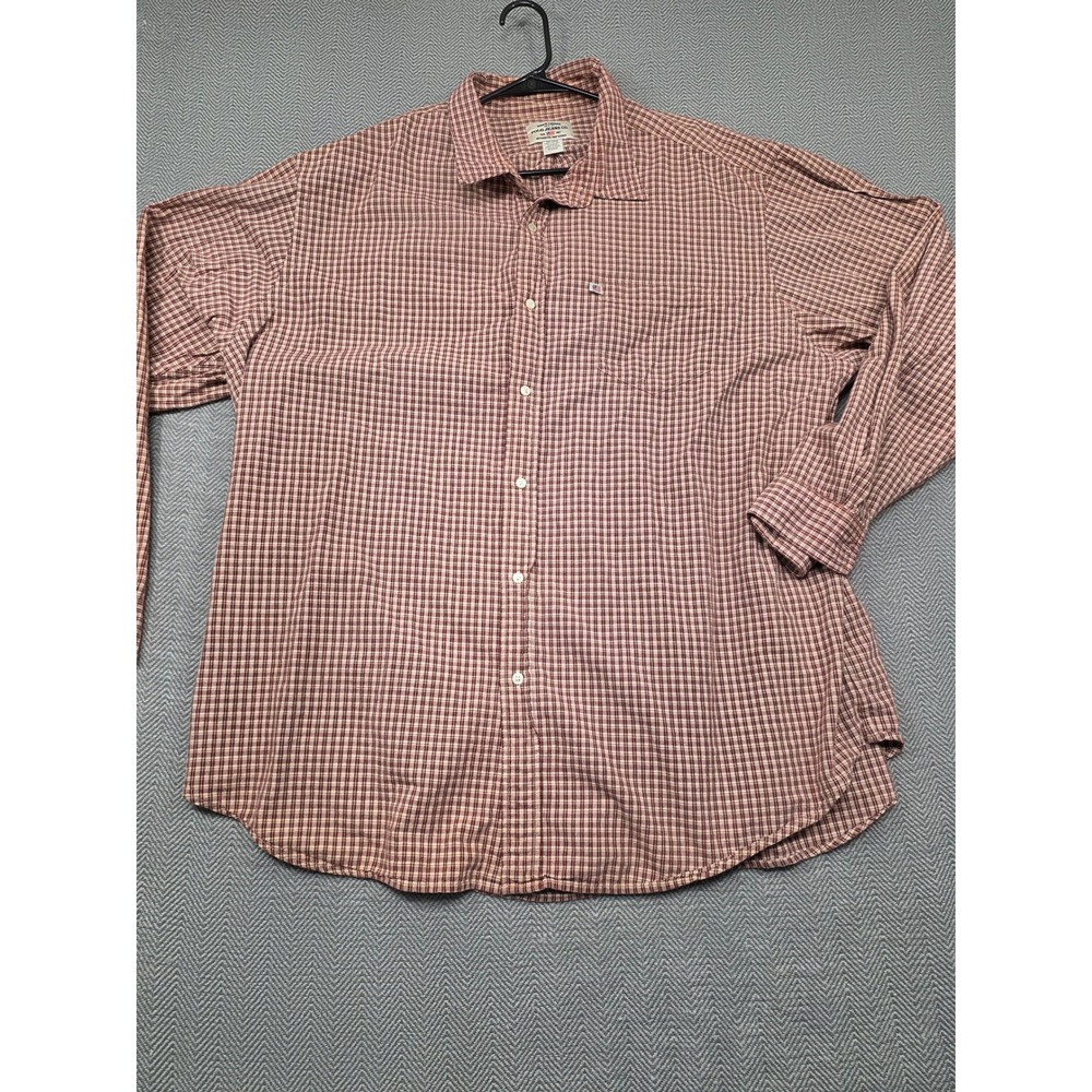Polo Jeans Co Ralph‎ Lauren Mens 3XL Plaid Button Down Shirt Burgundy Cotton L/S